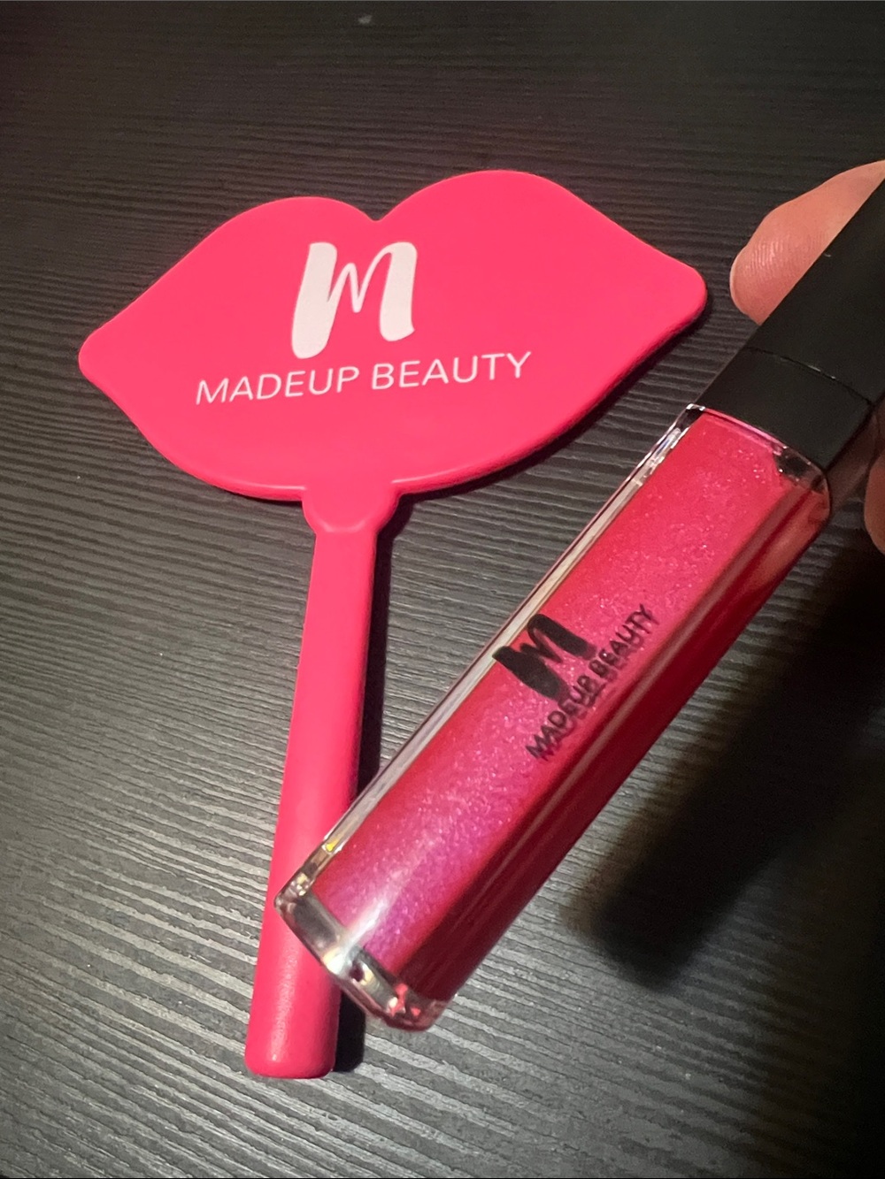 MadeUp Beauty Liquid Lipstick in shade Supernova ( hot pink shimmer) + mirror